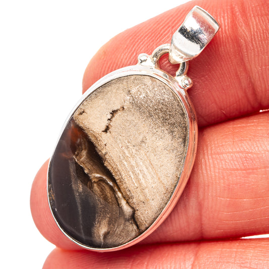 Petrified Palm Root Pendant 1 3/8" (.925 Sterling Silver)
