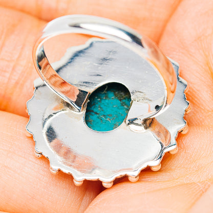 Southwestern Style Persian Turquoise Ring Size 8.5 (.925 Sterling Silver)