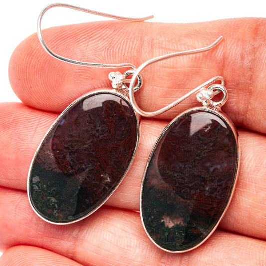 Premium Red Moss Agate Earrings 1 7/8" (.925 Sterling Silver)