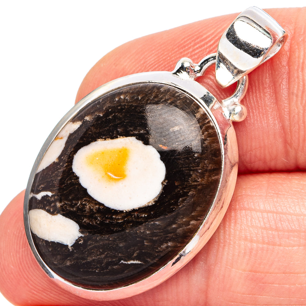 Peanut Wood Jasper Pendant 1 3/8" (.925 Sterling Silver)