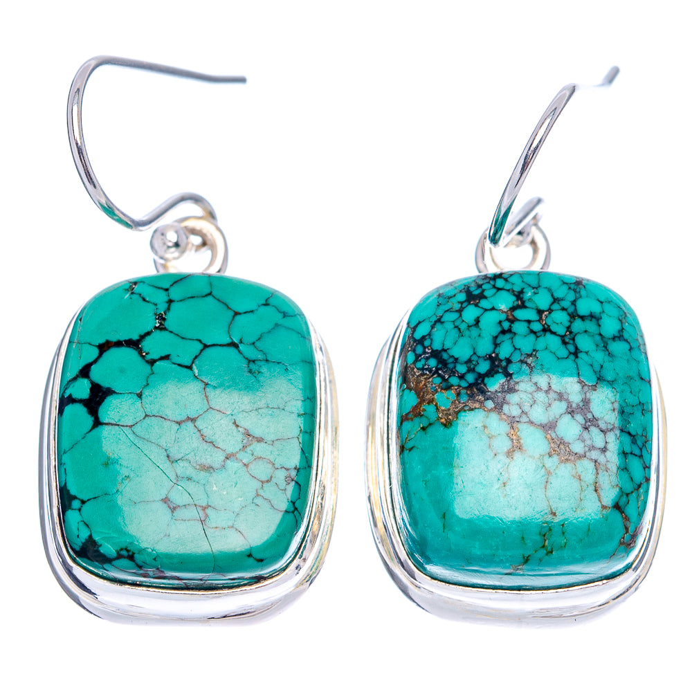 Premium Tibetan Turquoise Earrings 1 3/8" (.925 Sterling Silver)