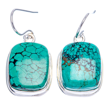 Premium Tibetan Turquoise Earrings 1 3/8" (.925 Sterling Silver)