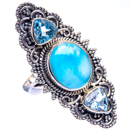 Large Larimar, Citrine Ring Size 7 (925 Sterling Silver) R140656