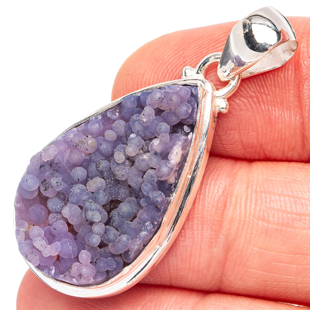 Rare Grape Agate (Chalcedony) Pendant 1 5/8" (925 Sterling Silver) P45187
