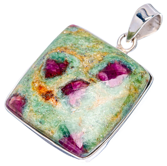 Premium Ruby in Fuchsite Pendant 1 5/8" (.925 Sterling Silver)