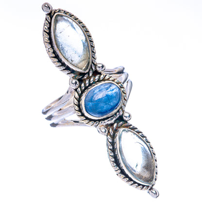 925 sterling silver statement ring with three oval aquamarine-blue stones