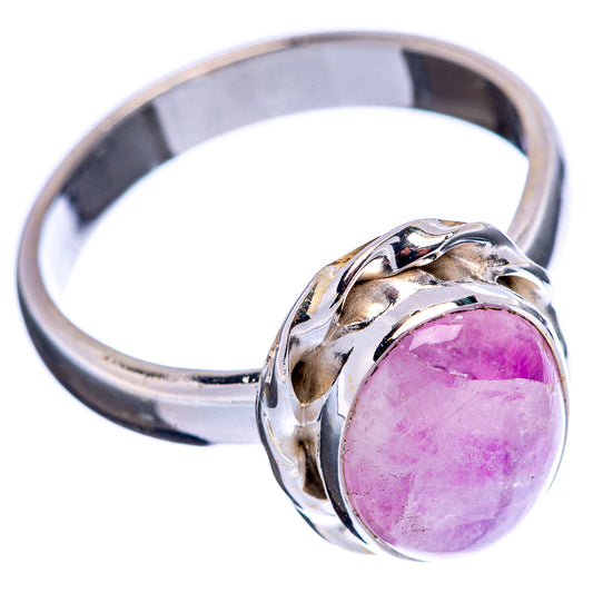 Pink moonstone oval ring, size 6, .925 sterling silver, side view of twisted band