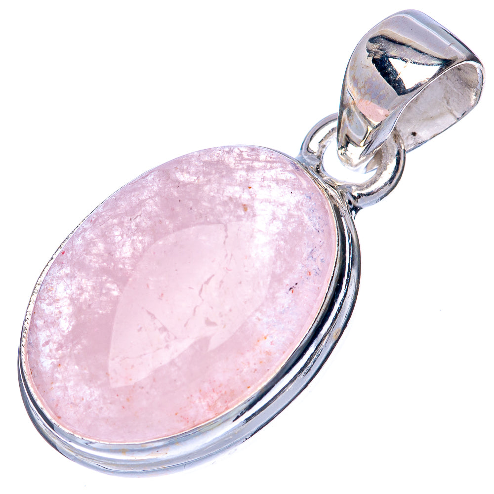 Oval pink morganite pendant bezel-set in 925 sterling silver with bail