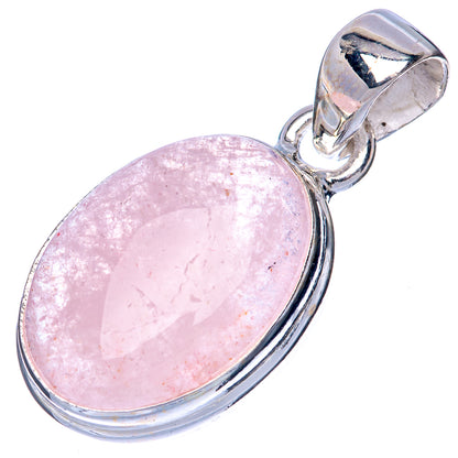 Oval pink morganite pendant bezel-set in 925 sterling silver with bail