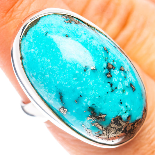 Premium Persian Turquoise Ring Size 6 Adjustable (.925 Sterling Silver)
