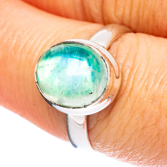 Green Moonstone Ring Size 7.5 (925 Sterling Silver) R3677