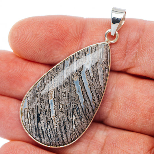 Premium Mexican Lattice Agate Pendant 2 1/8" (.925 Sterling Silver)