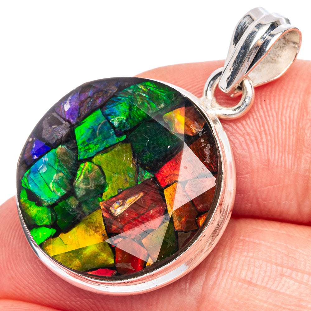 Rare Ammolite Pendant 1 3/8" (925 Sterling Silver) P39950
