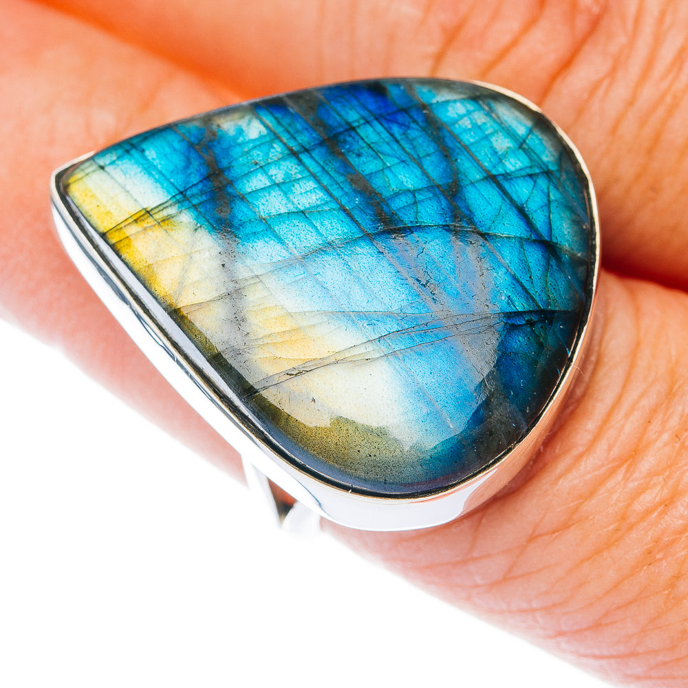 Large Premium Spectrolite Ring Size 7.75 (.925 Sterling Silver)