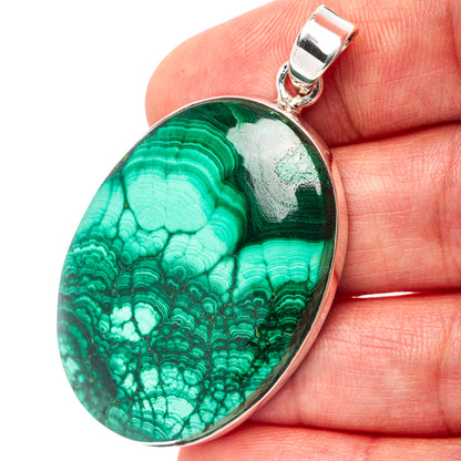 Malachite Pendant 2" (.925 Sterling Silver)
