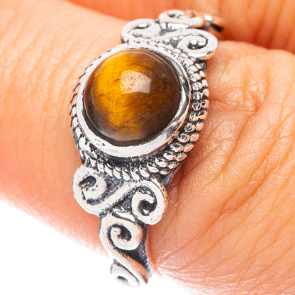Tiger Eye Dainty Ring Size 6.5 (925 Sterling Silver) R5877