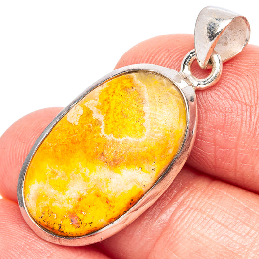 Bumble Bee Jasper Pendant 1 3/8" (925 Sterling Silver) P43425