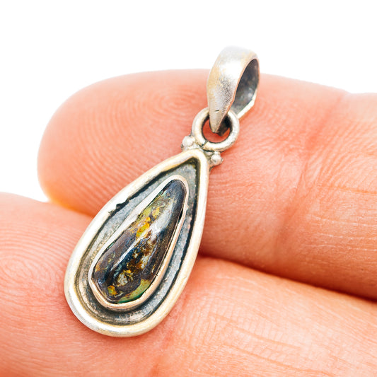 Turquoise jack pendant with oval stone bezel in sterling silver, teardrop bail