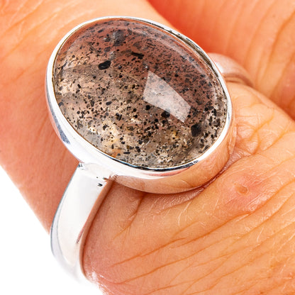 Black Dot Rutilated Quartz Ring Size 6.75 (.925 Sterling Silver)