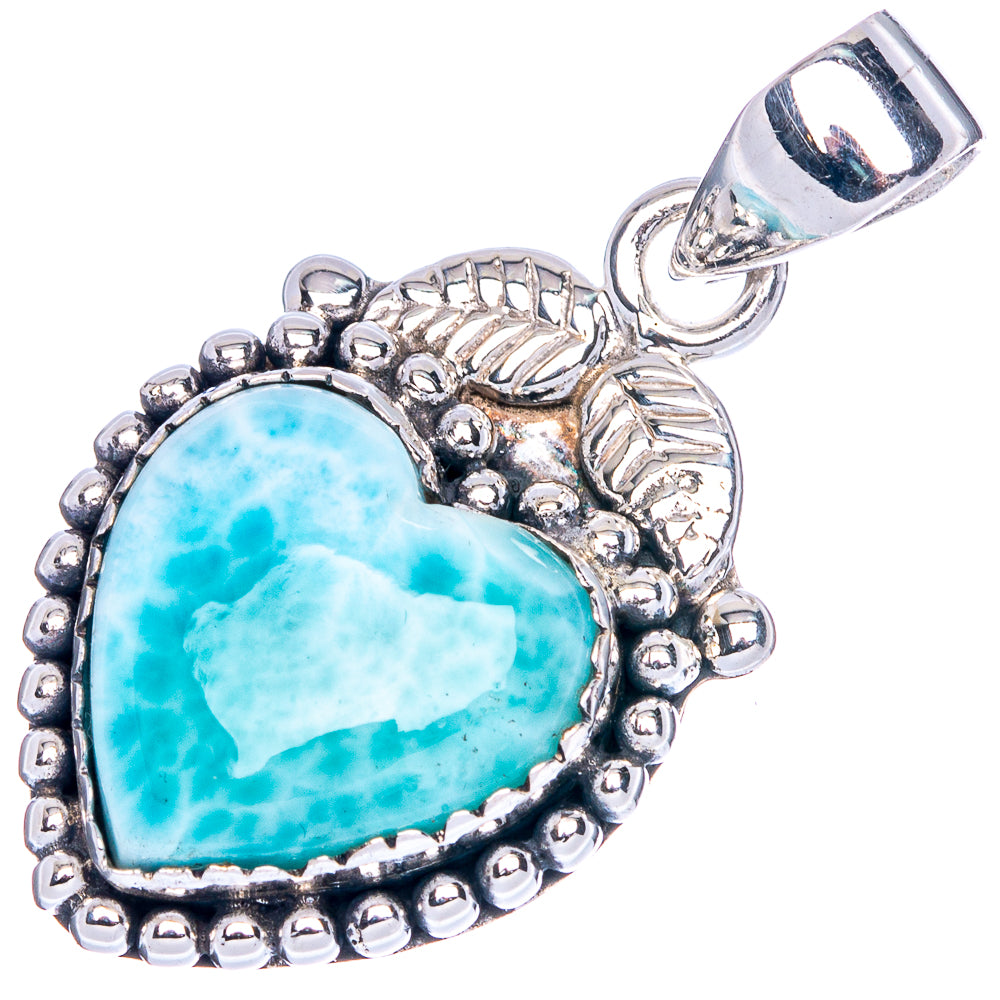Larimar Heart Pendant 1 3/8" (925 Sterling Silver) P41768