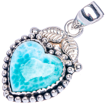 Larimar Heart Pendant 1 3/8" (925 Sterling Silver) P41768