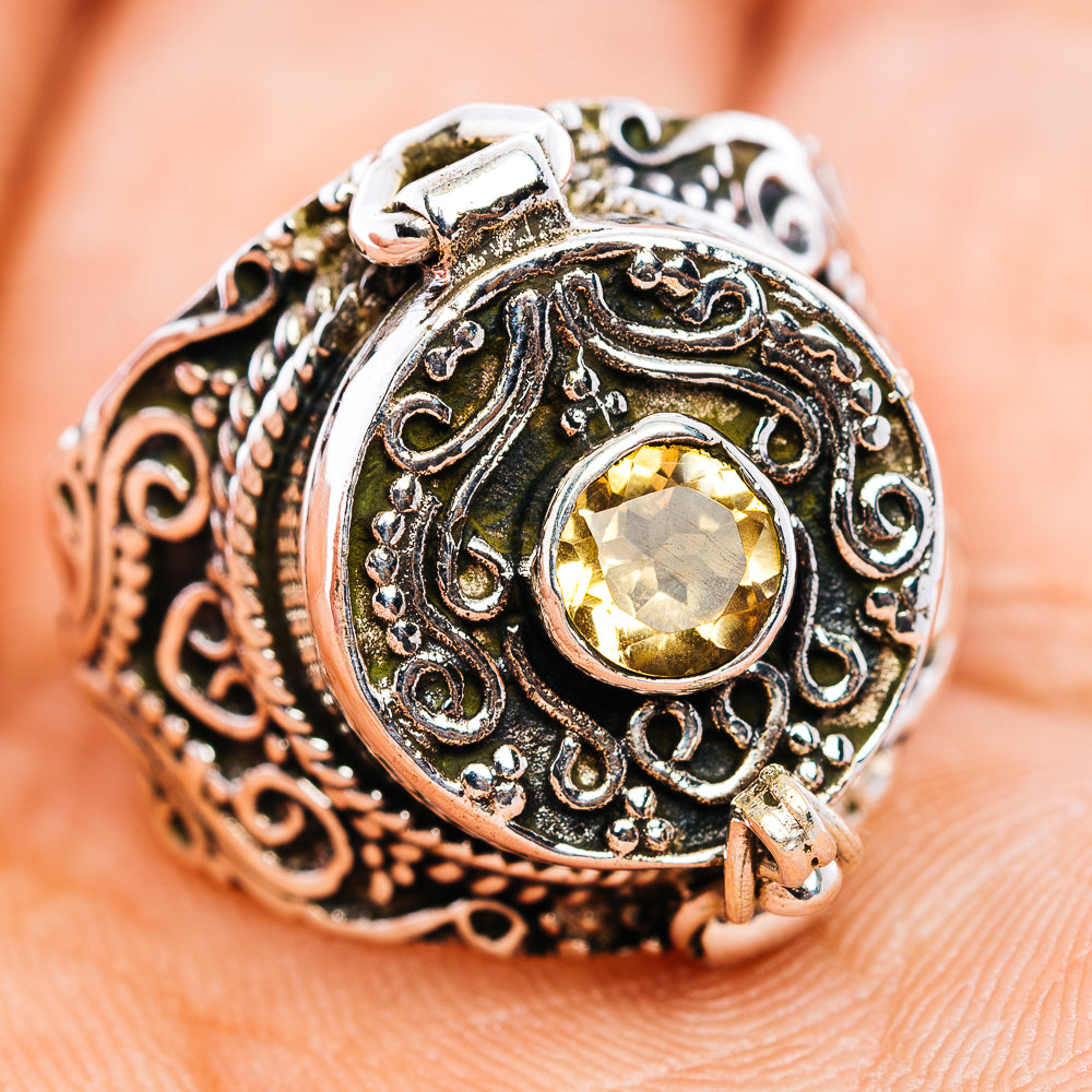 Citrine Poison Ring Size 8 (.925 Sterling Silver)