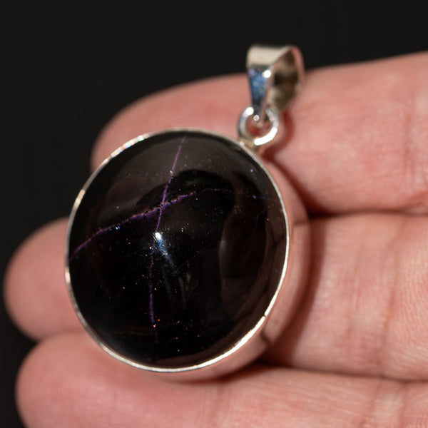 Star Garnet Pendant 1 5/8" (.925 Sterling Silver)