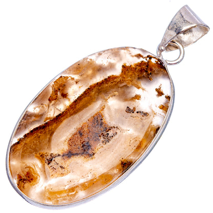 Moss Agate Pendant 1 7/8" (Silver Plated)