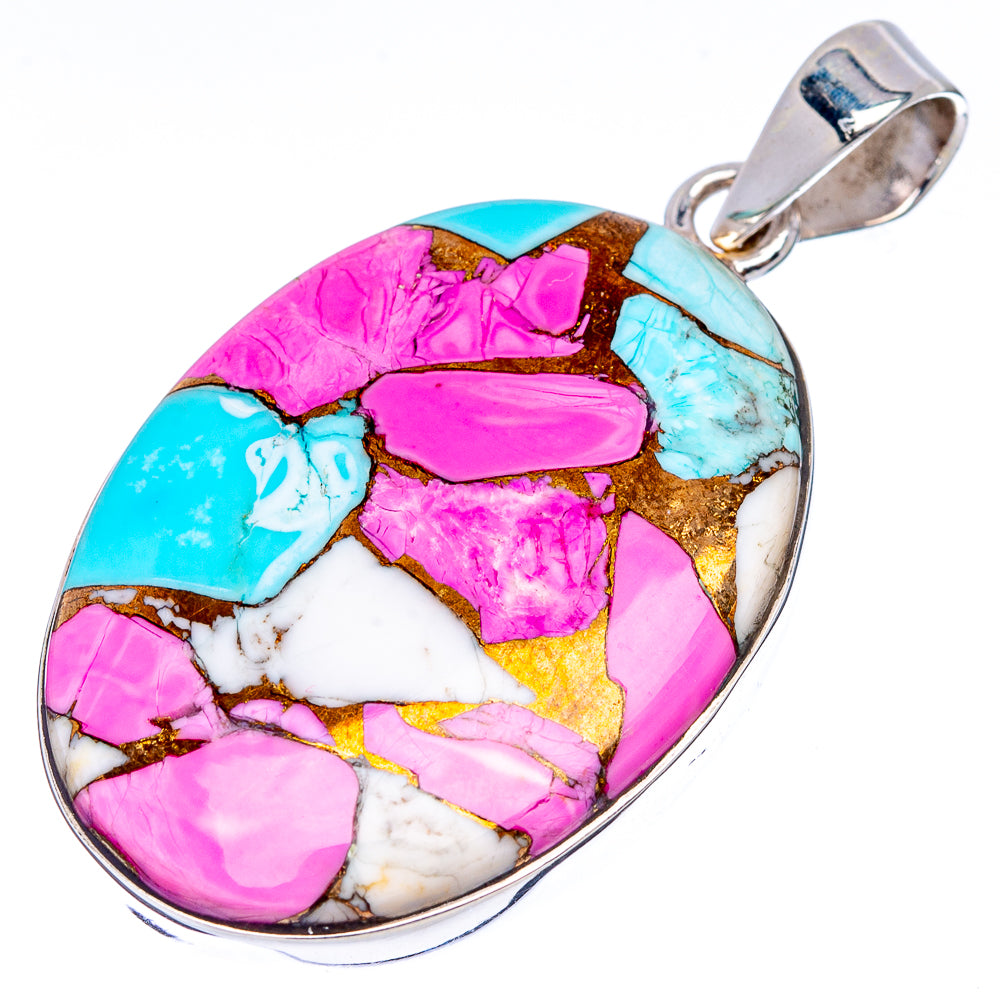 Premium Cotton Candy Dahlia Turquoise Pendant 1 3/4" (.925 Sterling Silver)