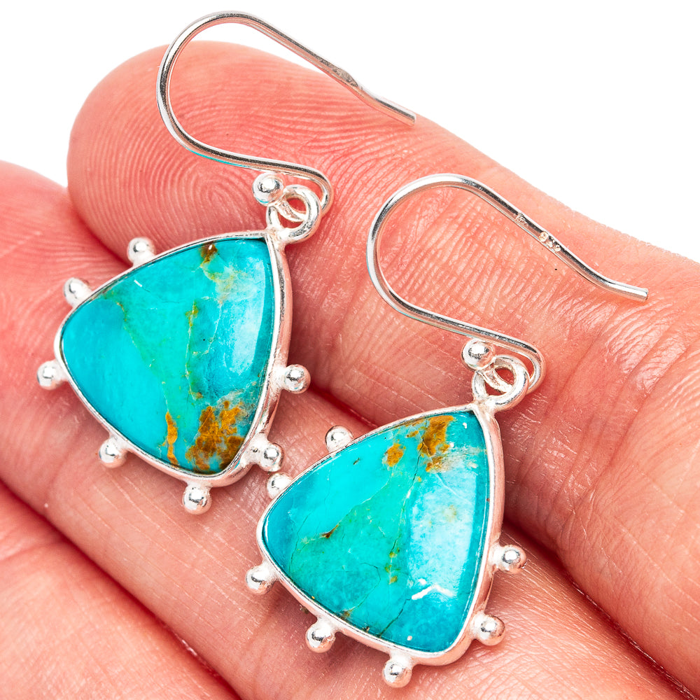 Chrysocolla 925 Sterling Silver Earrings 1 1/4" (925 Sterling Silver) E1964