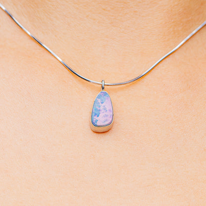 Australian Fire Opal Necklace 16" (.925 Sterling Silver)