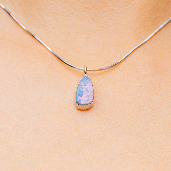 Australian Fire Opal Necklace 16" (.925 Sterling Silver)
