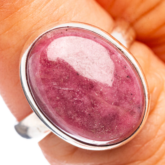 Sterling silver oval phosphosiderite cabochon ring, size 6.75