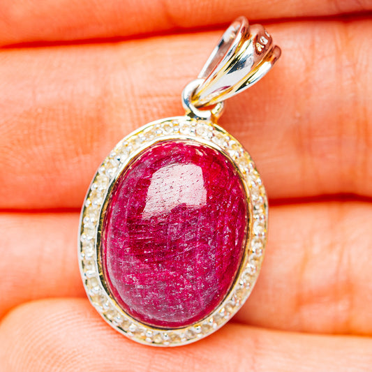Ruby / Sapphire Reversible Pendant 1 3/8" (.925 Sterling Silver)