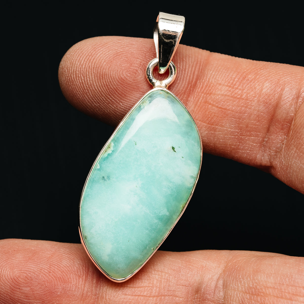 Premium Gemmy Chrysoprase Pendant 1 7/8" (.925 Sterling Silver)