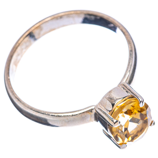Sterling silver citrine ring with square-cut yellow stone in pronged bezel