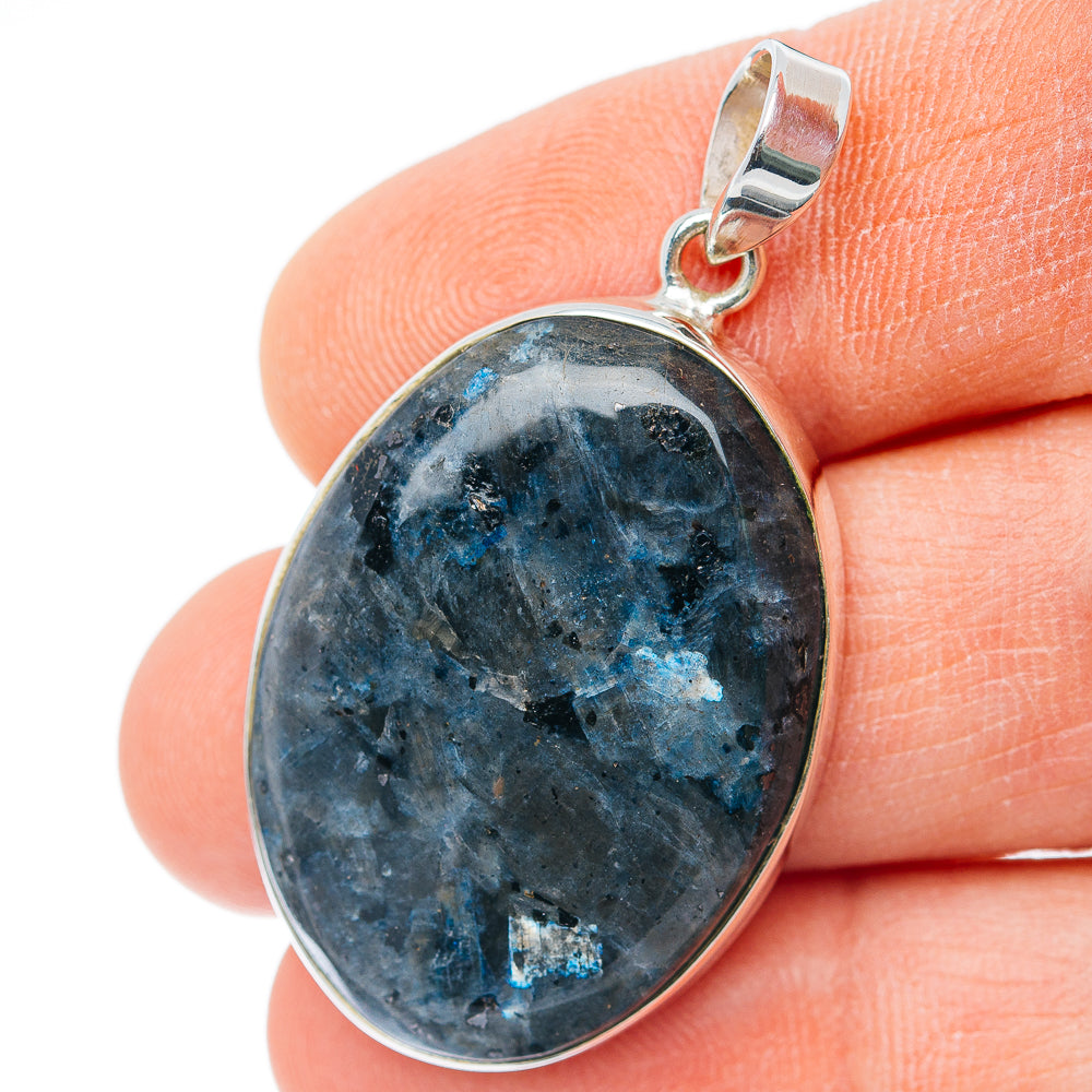Premium Larvikite Pendant 1 3/4" (.925 Sterling Silver) Carat