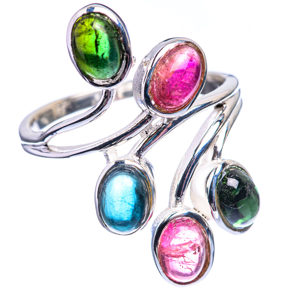 Natural Multi-Tourmaline Ring Size 10.5 (925 Sterling Silver) R142091