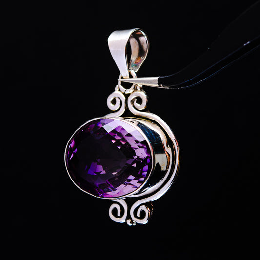 18.62ct Faceted Brazilian Amethyst Pendant 1 1/2" (.925 Sterling Silver)