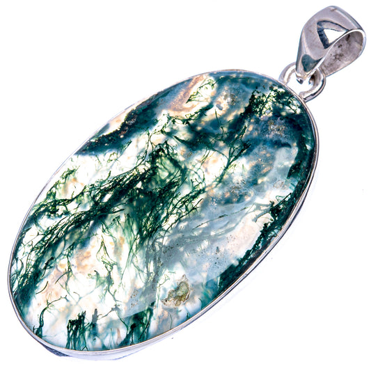 Green Moss Agate Pendant 1 7/8" (925 Sterling Silver) P42211