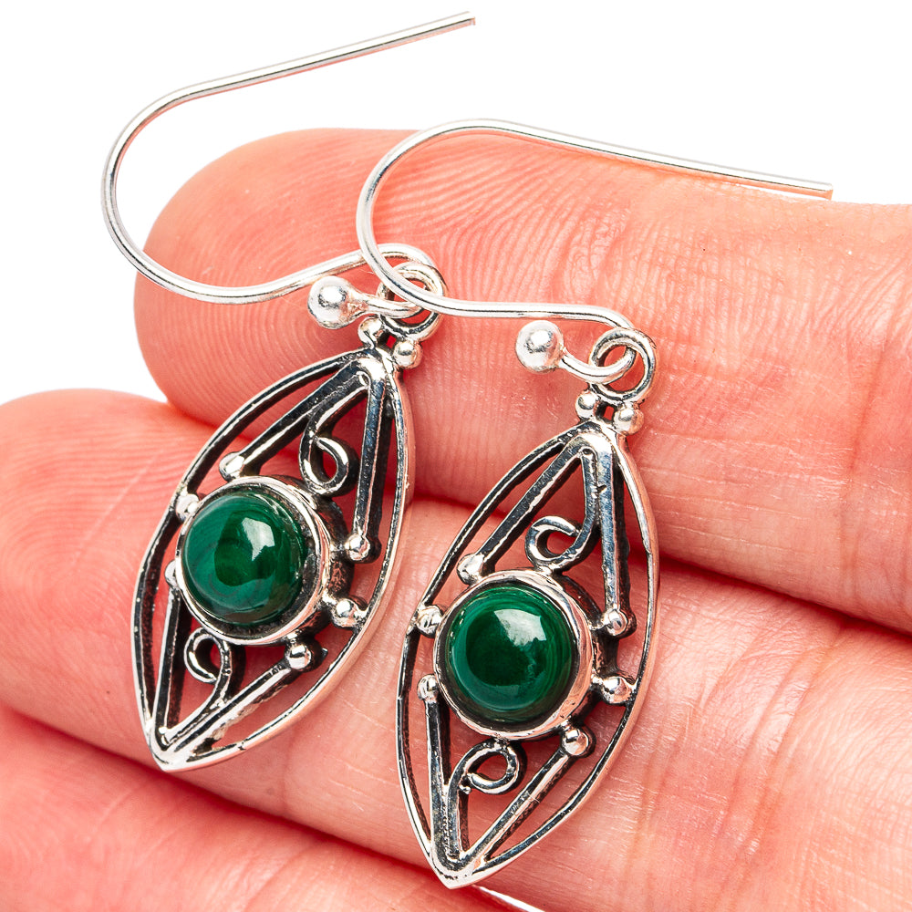 Malachite Earrings 1 1/2" (925 Sterling Silver) E3022