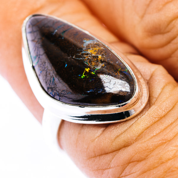 Premium Australian Boulder Opal  Ring Size 7 (.925 Sterling Silver)