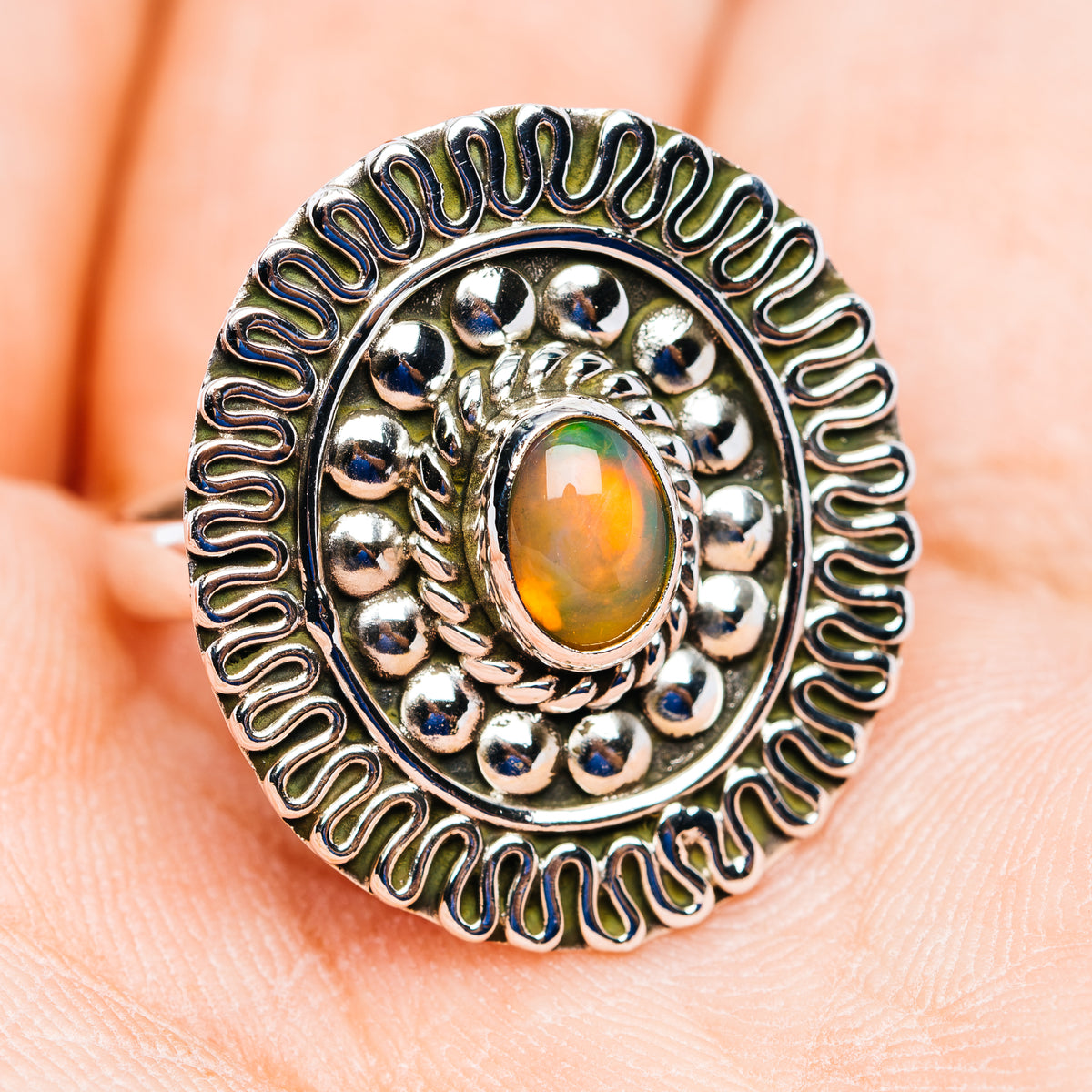 Blue Topaz, Blue Diamond Ring Size 7 (.925 Sterling Silver)