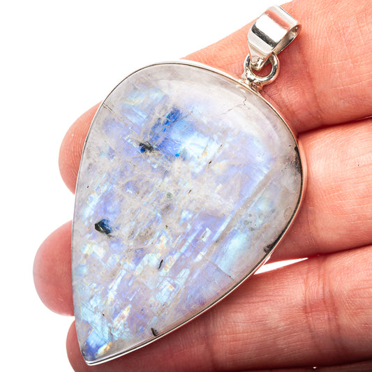Rainbow Moonstone Pendant 2 3/8" (.925 Sterling Silver)