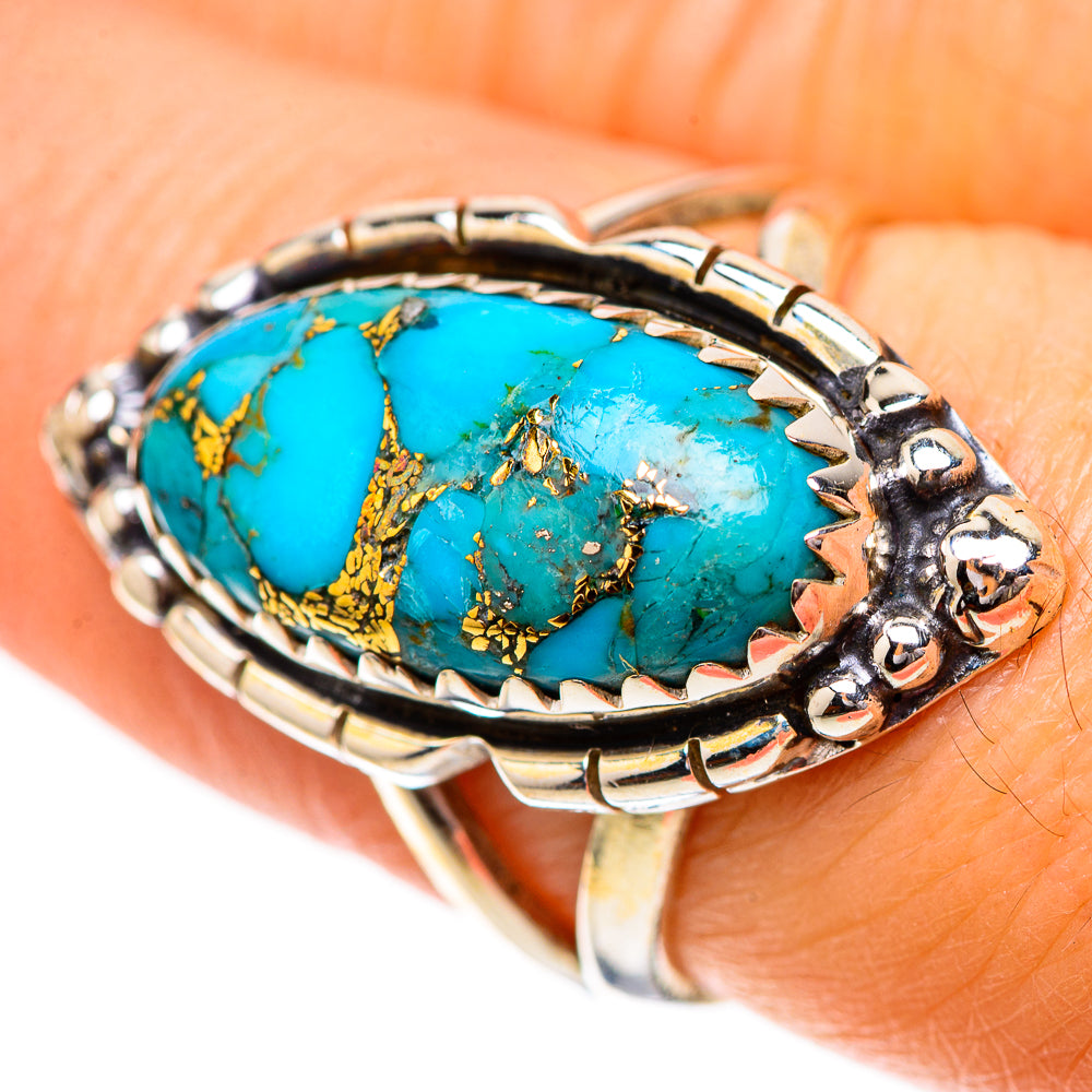 Blue Copper Composite Turquoise Ring Size 7.5 (925 Sterling Silver) RING139768