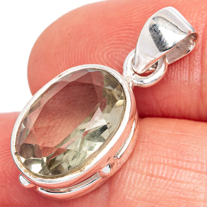 Value Faceted Green Amethyst Pendant 1 1/8" (925 Sterling Silver) P42019