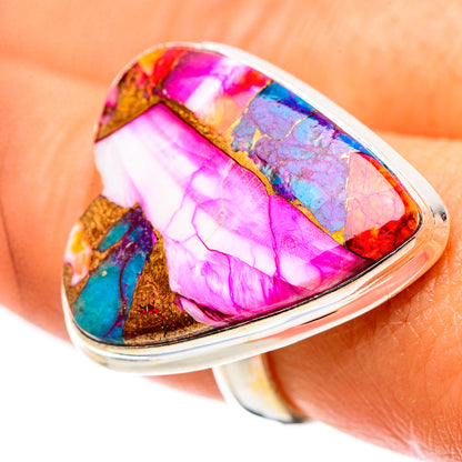Large Kingman Pink Dahlia Turquoise Ring Size 7.75 (925 Sterling Silver) RING138889