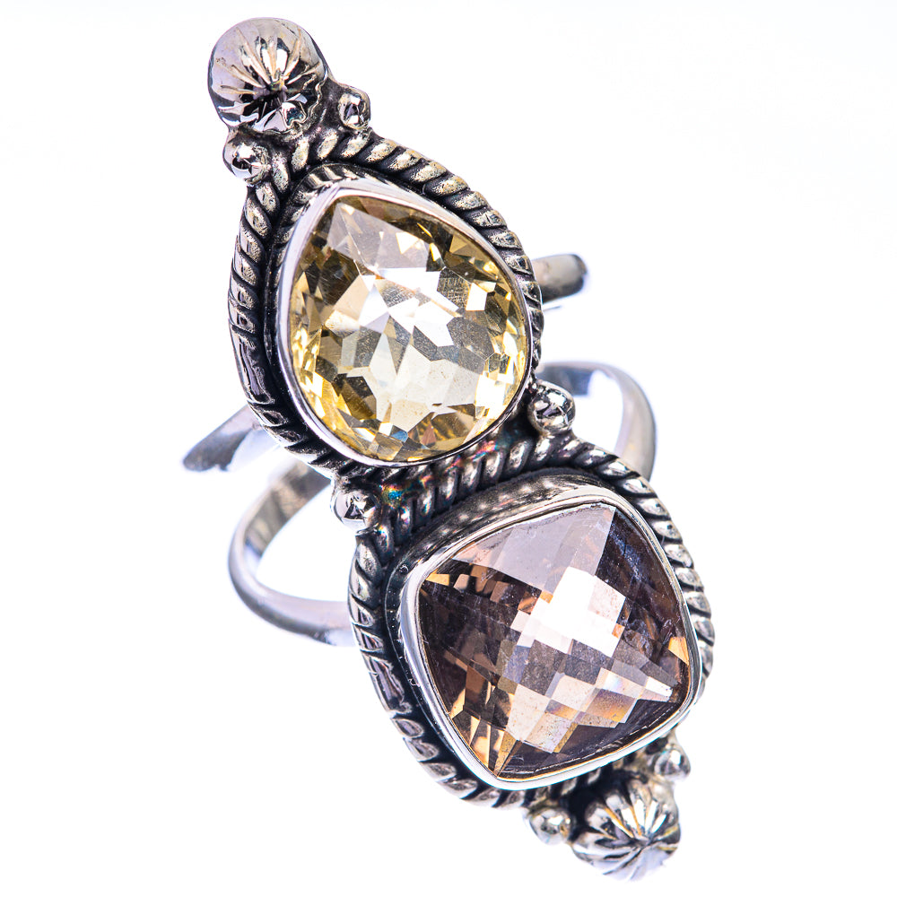 Large Smoky Quartz, Citrine Ring Size 7.25 (925 Sterling Silver) RING143342
