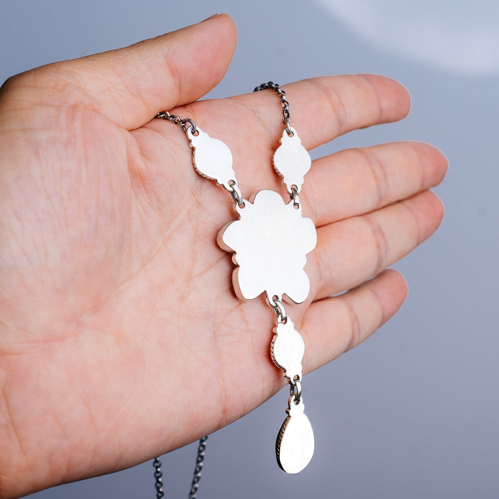 Southwestern Style Number 8 Mine Turquoise Necklace 18 to 20" (.925 Sterling Silver)