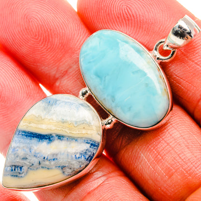 Blue Scheelite, Larimar Pendant 2 1/4" (925 Sterling Silver) PD37959